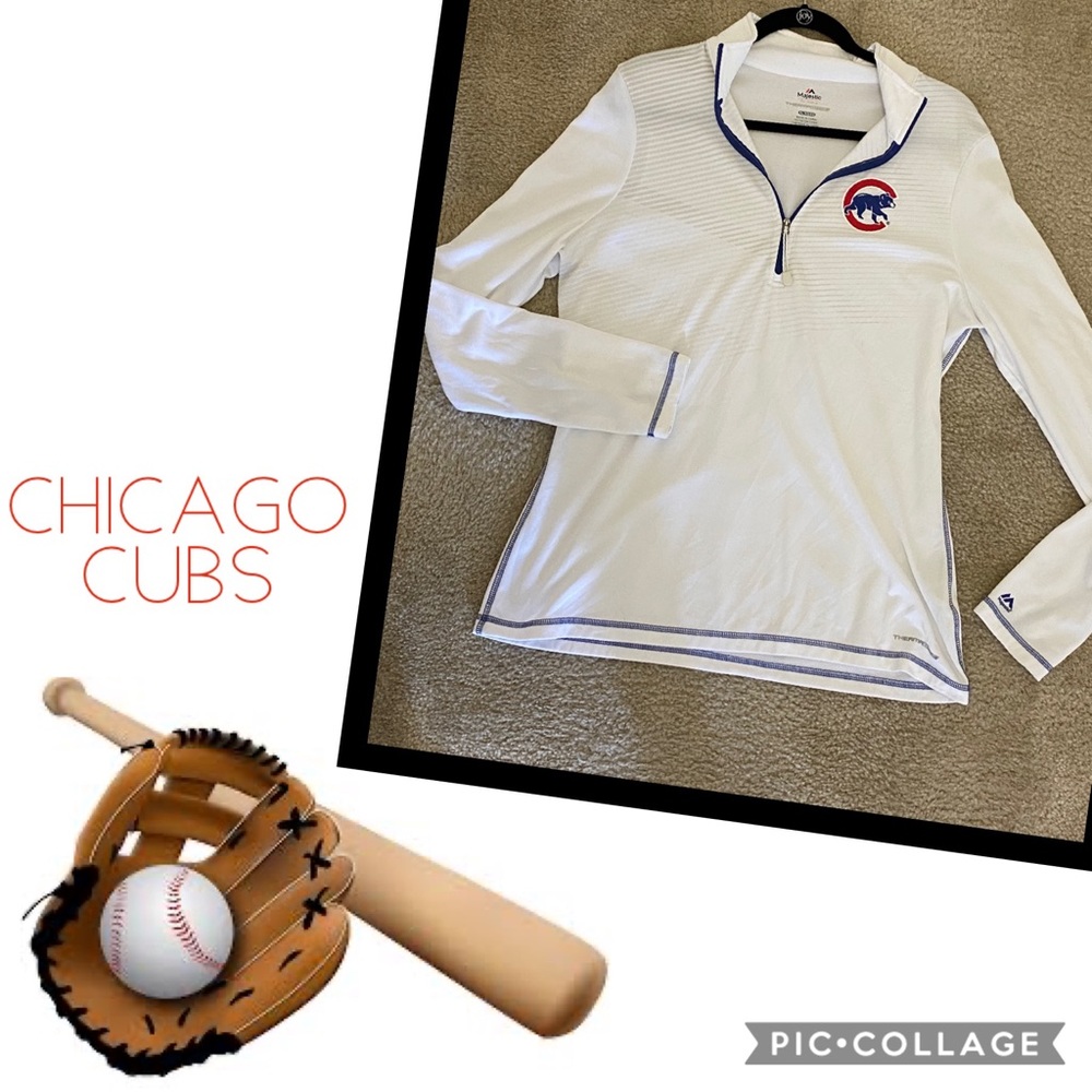 White Chicago Cubs Quarter-Zip Pullover